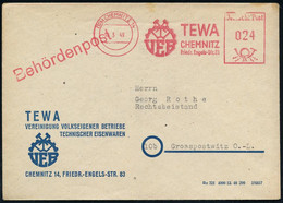 (10b) CHEMNITZ 14/ VEB TEWA.. 1949 (18.3.) AFS (Firmen-Logo) Auf Motivgl. Firmen-Bf.: TEWA.. TECHNISCHE EISENWAREN + Rot - Autres & Non Classés