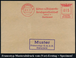 DORTMUND 1/ Hütten-&Walzwerks-/ Berufsgenossenschaft/ Sektion 4.. 1937 (29.12.) AFS-Musterabdruck Francotyp "Reichsadler - Autres & Non Classés