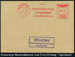 HANNOVER 1/ Nordwestliche Eisen-u.Stahl-/ Berufsgenossenschaft/ (Reichsunfallversicherung) 1939 (9.3.) AFS-Musterabdruck - Autres & Non Classés