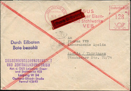 (10b) LEIPZIG W 34/ GUS/ Leipziger Eisen-/ U.Stahlwerke/ VEB 1952 (16.6.) AFS 128 Pf. + Viol. Abs.-7L: GIESSEREI-FORSCHU - Autres & Non Classés
