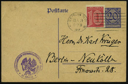 BERLIN NW/ *87m 1921 (30.3.) MaStrichSt Auf Dienst-P 20 Pf. + 10 Pf. Zusatzfrank. + Viol. 1K-HdN: MINERALOGISCH-PETROGRA - Aardolie