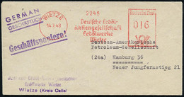 WIETZE/ Deutsche Erdöl-/ AK./ Erdölwerke.. 1948 (14.7.) AFS + Viol. Abs.-4L , Kleiner Fern-Bf. (Dü.E-20BGh) - ERDÖL / PR - Aardolie