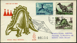 SAN MARINO 1965 (30.6.) Prähistor. Tiere, Kompl. Satz , Alle Mit R-Paginier-Nr., 3 Inl.-R-FDC-SU.  (Mi.833/41) - PALÄONT - Andere & Zonder Classificatie