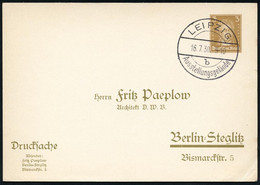 LEIPZIG/ B/ Ausstellungsgelände 1930 (16.7.) SSt = Saison-Hauspostamt Ausstellungsgelände = Internat. Pelzfach- U. Jagd- - Zonder Classificatie