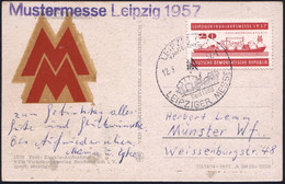 LEIPZIG C1/ HANDELSHOF/ ..LEIPZ.MESSE 1957 (12.3.) SSt (histor.Planwagen) Auf EF 20 Pf. Messe (Mi.559) + Viol.1L: Muster - Non Classificati