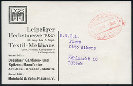 NIEDERSEDLITZ/ SACHSEN/ * 3 RPf */ Gebühr Bezahlt 1930 (23.8.) Oval-PFS Auf S/w.-Reklame-Ak.: Leipz. Herbstmesse 1930..  - Non Classificati