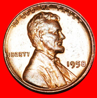 • WHEAT PENNY (1909-1958): USA ★ 1 CENT 1958! LINCOLN (1809-1865) MINT LUSTER! NOT DOUBLE DIE! LOW START★ NO RESERVE! - 1909-1958: Lincoln, Wheat Ears Reverse