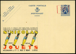 BELGIEN 1935 35 C./50 C. Reklame-P , Provisorium, Blau: ST. NICOLAS/JOUETS..LIEGE = 4 Modell-Soldaten (minim. Fleckchen) - Unclassified