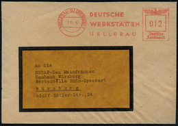 HELLERAU (BZ DRESDEN) 1/ DEUTSCHE/ WERKSTÄTTEN.. 1942 (3.11.) Seltener AFS = Bedeutende Firma Für Deutsches Möbel- U. Pr - Andere & Zonder Classificatie