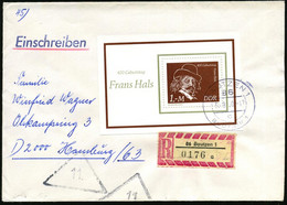 D.D.R. 1980 (30.9.) 1.- Mk "400. Geburtstag Frans Hals", Block EF (Autoportrait, Kreidezeichnung) 1K + RZ: 86 Bautzen 1, - Altri & Non Classificati