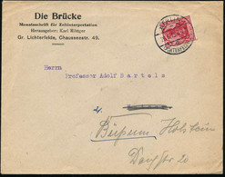BERLIN-/ E/ LICHTERFELDE 1 1913 (20.6.) 1K-Brücke Auf. Vordr.-Bf.: Die Brücke, Monatsschrift Für Zeitinterpretation, Her - Altri & Non Classificati