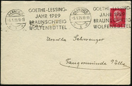 HANNOVER/ S1p/ GOETHE-LESSING-/ JAHR 1929.. 1929 (Jan.) BdMWSt Klar Auf Bedarfs-Bf. (Bo.S 88 Bd ,nur In 2 Orten Verwende - Théâtre