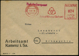 (10a) KAMENZ (SACHS)1/ Kreisrat Kamenz (Sachsen) 1950 (4.4.) AFS = 3 Ringe Aus "Nathan Der Weise" , Klar Gest. Kommunal- - Théâtre