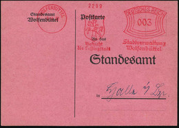 WOLFENBÜTTEL/ Besucht/ Die Lessingstadt/ Stadtverwaltung.. 1932 (3.11.) Seltener AFS (Stadtwappen Mit Pferd) Kommunale D - Théâtre