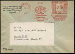 FRANKFURT (MAIN)/ 20/ Indanthren/ ..wetterecht/ I.G.Farben.. 1933 (7.9.) AFS = Sonne U. Regenwolke (Firmen-Logo) Firmen- - Clima & Meteorología