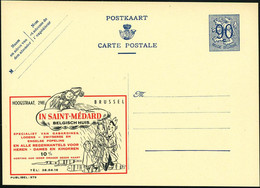 BELGIEN 1951 90 C. Reklame-P Blau: IN SAINT-MEDARD/..LODENS.. = St. Medardus Auf Regenwolke (u. Familie) Fläm. Text, Ung - Klimaat & Meteorologie