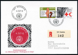 SCHWEIZ 1987 (4.5.) SSt: 1211 GENEVE/OMM WMO/Congrès Météorologique Mondial (Logo) + RZ: 1211 Genève, Inl.-R-SU.  - METE - Klimaat & Meteorologie