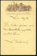 ÖSTERREICH 1892 (21.7) PP 2 Kr. KFJ Torbogen, Braun:  Internat. Musik- U. Theater-Ausstellung Wien, Tonhalle + SSt: WIEN - Muziek