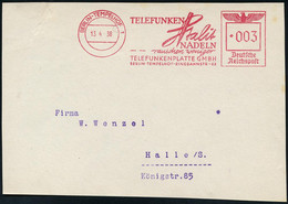 BERLIN-TEMPELHOF 1/ TELEFUNKEN/ Stalit/ NADELN/ Rauschen Weniger.. 1938 (13.4.) Seltener AFS (Tonabnehmer-Nadel) Klar Ge - Música