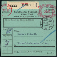 BERLIN S 14/ DEUTSCHES REICH 1942 (3.8.) Sehr Seltener Paket-FS Francotyp "Bogenrechteck" 060 Pf. (aus Format-gründen Li - Música