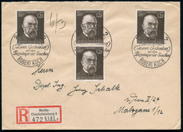 DEUTSCHES REICH 1943 (11.12.) 12 + 38 Pf. Robert Koch, Reine MeF: 4 Stück + 3x ET-SSt: BERLIN C 2/.. ROBERT KOCH (Mi.864 - Prix Nobel