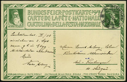 SCHWEIZ 1917 (15.8.) 5 C. Bundesfeier-P., Tellknabe, Grün: HENRI DUNANT, Friedens-Nobelpreis 1901 (Gründer Des Internat. - Prix Nobel