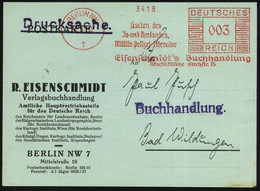 BERLIN NW/ 7/ Karten Des/ Jn-u.Auslandes/ Militär-Polizei-Literatur/ Eisenschmidt's Buchhandlung.. 1935 (12.4.) AFS Auf  - Polizia – Gendarmeria