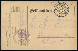 DEUTSCHES REICH 1916 (3.8.) 1K-Brücke: K.D. Feldpoststation/*Nr 163* + Viol. HdN: Zentralpolizeistelle Kowno/ Abschnitt/ - Polizia – Gendarmeria