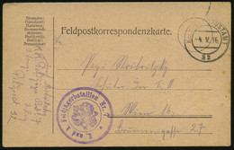 ÖSTERREICH 1916 (4.5.) 2K: K.u.K. FELDPOSTAMT/32 + Viol. HdN: K.u.k. Feldjägerbataillon Nr.7 , Rs. 3 Orig. Handzeichnung - Polizia – Gendarmeria