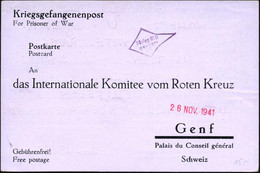 Berlin-Lichterfelde 1941 (29.10.) Viol. Rhomboid-HdN: Stalag III D / Geprüft = Bln-Lichterfelde (Wo.12 F) Kgf.-Vordr.-Kt - Rode Kruis