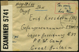 PFULLENDORF/ A 1944 (1.5.) 1K-Brücke + Hs. Vermerk "Taxe Percue 40 Pf." = Nur Luftpostgebühr + Rs. Schw. OKW-Zensur-1K:  - Rode Kruis