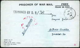 CANADA 1944 (24.10.) 1K: P.O.W. 133 = Lager 133 + Schw. Zensur-1L: EXAMINED BY D.B./___ (Wo.5) + Rs., Liaroter Zensur-1K - Rode Kruis