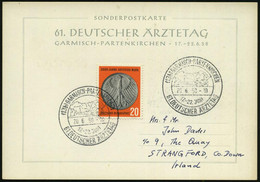 (13b) GARMISCH-PARTENKIRCHEN/ 61.DEUTSCHER ÄRZTETAG 1958 (20.6.) SSt , 2x Klar Gest.. Ausl.-Sonder-Kt.!  (Bo.44) - MEDIZ - Medicina