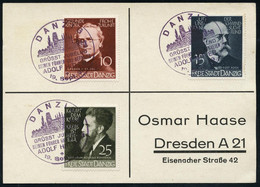 DANZIG 1939 (19.9.) Deutsche Ärzte U.Naturforscher, Kompl.Satz = G. Mendel, Rob. Koch, K. Röntgen , 3x SSt: DANZIG/ GRÜS - Medicina
