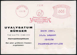 WERNIGERODE/ Johannes Bürger/ Ysatfabrik.. 1929 (7.11.) Dekorativer AFS = Antike Figur Mit Schlange Klar Auf Reklame-Kt. - Geneeskunde