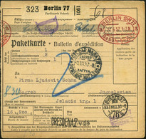 Berlin 77/ Parfümerie Scherk 1937 (27.5.) Selbstbucher-Paketzettel + Ovaler PFS: BERLIN SW77/a A/Gebühr Bezahlt (Dü.17)  - Usati