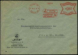 BÖHMEN & MÄHREN 1944 (16.11.) Seltener AFS: PRAG 86/PRAHA 86/S/VITA/APOLLO/E (2 Monogramm:"S" = Schicht U. "E" = Elida)  - Usati