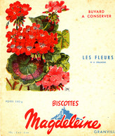 BU 2250 /   BUVARD-   BISCOTTES  MAGDELEINE   LES   FLEURS   N° 10   GERANIUMS    (16,00 Cm X 14,00 Cm ) - Biscottes