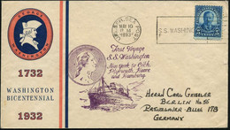 U.S.A. 1933 (10.5.) BPA-MaSt.: U.S. GER. SEA POST/S.S. WASHINGTON + Viol. HdN: First Voyage/S.S. Washington/New York To. - Marítimo