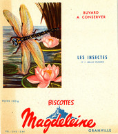 BU 2261 /   BUVARD-   BISCOTTES  MAGDELEINE   LES INSECTES N° 4 LIBELLULE     (16,00 Cm X 14,00 Cm ) - Biscottes