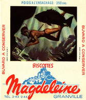 BU 2269 /   BUVARD-   BISCOTTES  MAGDELEINE    N°43 PECHE SOUS MARINE     (14,00 Cm X 16,00 Cm ) - Biscottes