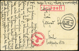 Pillau 1942 (Feb./Mai) 2x Stummer 2K-Steg = Tarnstempel Pillau + 2x Roter 1K-HdN: Feldpostnr. 02942 = 12./ Marine-Artill - Marittimi