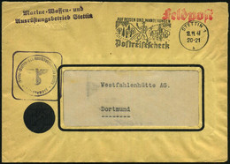 STETTIN 1/ B/ AUF REISEN U.WANDERUNGEN/ Postreisescheck 1941 (18.11.) MWSt + Viol. 2L: Marine-Waffen- U./Ausrüstungsbetr - Marittimi