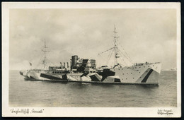DEUTSCHES REICH 1942 (ca.) S/w.-Foto-Ak.: Begleitschiff "Donau" (= Ex "Nicea") = U-Boot-Begleitschiff (rs. Hs. Vermerk " - Marittimi