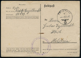 DEUTSCHES REICH 1943 (3.9.) 1K: FELDPODT/o/--- + Viol. 1K-HdN: Feldpostnr. 18499 =  K R I M  ,  Hafen-Kdo.  J A T A + Hs - Marittimi