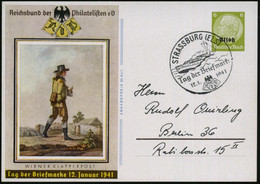 ELSASS 1941 (12.1.) SSt: STRASSBURG (ELS)/Tag Der Briefmarke = Schnellboot (Klasse "S 26-29") Auf Sonder-P 6 Pf. Hindenb - Marittimi