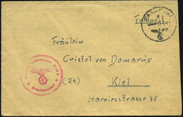 DT.BES.GRIECHENLAND 1942 (12.4.) 1K: FELDPOST/d/--- + Roter 2K-HdN: Feldpostnr. M 43 460 = Kdo. See-Verteidigung  S A L  - Marittimi