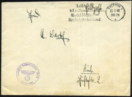 STETTIN 1/ A/ Lutschutz/ Ist Nationale Pflicht.. 1940 (13.3.) MWSt + Viol. 1K-HdN: Feldpostnr. 30929 = Artillerie-Schuls - Maritiem