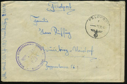 DEUTSCHES REICH 1942 (17.11.) 1K: FELDPOST/f/--- + Viol. 1K-Hdn: Feldpostnr. M 26 896 = Zerstörer "Z  3 0" + Hs. Abs. ,  - Maritiem