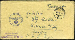 DEUTSCHES REICH 1943 (16.11.) 1K: FELDPOST/f/--- + Viol. 1K-HdN: Feldpostnr. M 00195 = Zerstörer "Z  2 9" + Viol. Abs.-3 - Maritiem